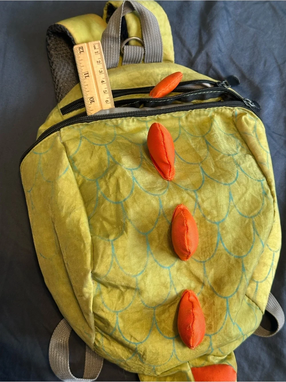 Green Dragon Tail Kids Backpack with Orange Spines - Unbranded